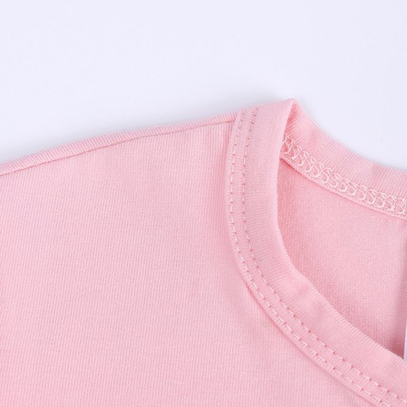 *NWT* BABY ROMPER Bodysuit Short Sleeve Long Leg Double Zipper Pink Cotton Girl - Picture 5 of 15